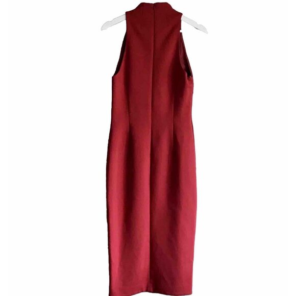 N/Nicholas Ponti Diamond Cut-Out Sleeveless Scuba Midi Cocktail Dress Red Size 6 - Picture 4 of 10